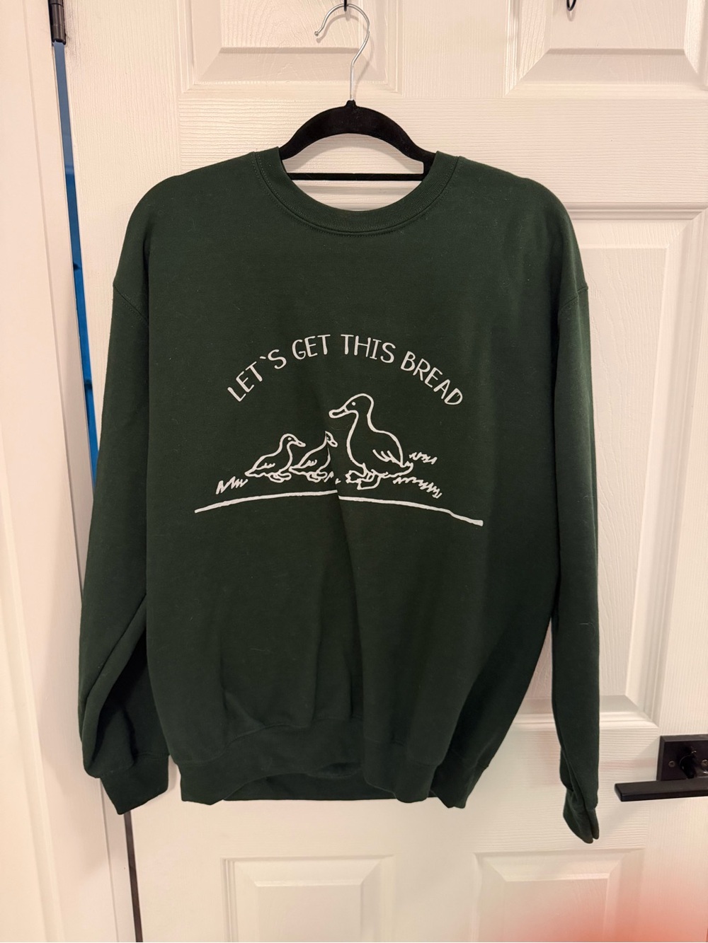 Dark Green "Let's Get This Bread" Duck Graphic Sweatshirt